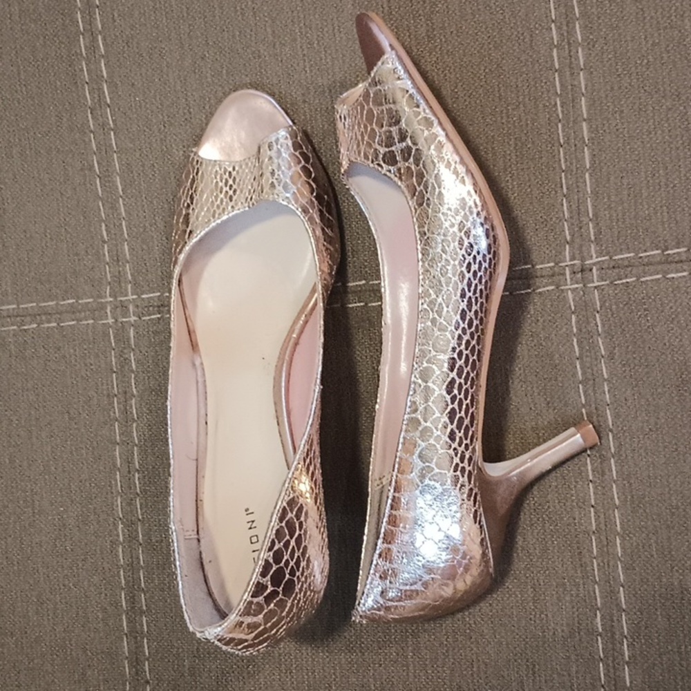 Snakeprint Open Toe Pumps
